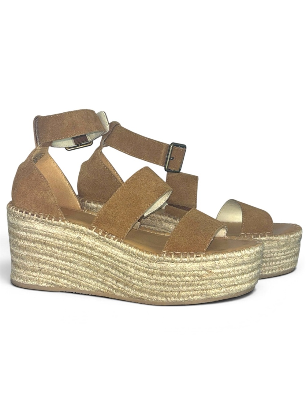 Soludos Palma Platform Espadrille Wedge Sandals Walnut Suede 9.5